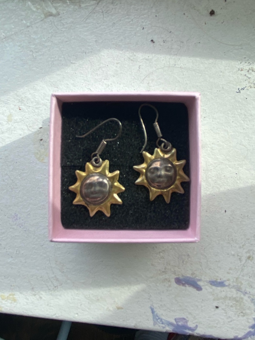 Vintage Real Silver Sun Earrings
